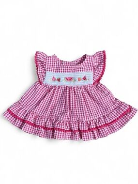 Good Lad Pink Gingham Smocked Watermelon Dress